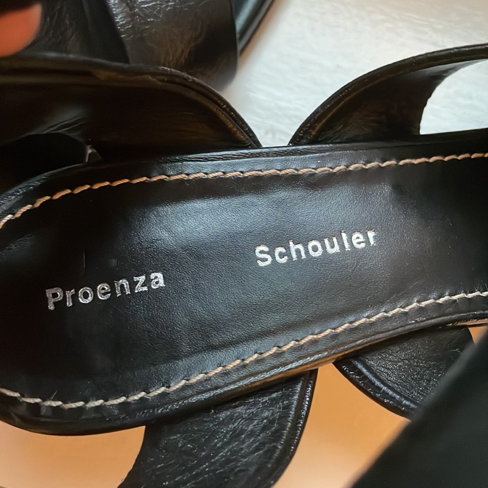 Proenza Schouler Women’s Black Sandals with Block Silver Heel Size 40 - Picture 9 of 11